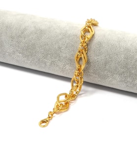 Samanyolu Bileklik 22 Ayar Altın Kaplama Lazerli Zincir Model BLK-495 (Gold)
