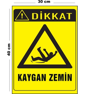 Metal Dikkat Kaygan Zemin 30 cm x 40 cm A3 Büyüklüğünde Uyarı Levhası Yönlendirme Tabelası