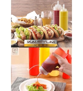 Sosluk Yağdanlık  3 LÜ Set Sarı-Kırmızı-Beyaz 950ml Ketçap Mayonez Sosis Sos Sıkma Saklama ptratik