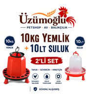 Üzümoğlu 10 Kg Tavuk Yemliği + 10 Litre Tavuk Suluğu 2’li Set Tavuk, Güvercin ve Hindi Yemlik Suluk Seti