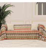 SoftMicro Etnik Desenli Boho 180x220 cm  Koltuk Örtüsü Şalı, Kanepe Örtüsü, Tv Battaniyesi Doğal Renk (Naturel)