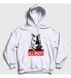 Presmono Unisex Beyaz All Might Anime Boku No Hero Academia Kapüşonlu Sweatshirt 234110tt