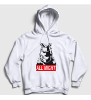 Presmono Unisex Beyaz All Might Anime Boku No Hero Academia Kapüşonlu Sweatshirt 234110tt
