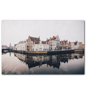 Cakatablo  Belçika Brugge Kanallar ve Binalar MDF Tablo