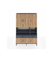 Hyperion Dolap 8 Raflı 2 Çekmeceli 6 Kapaklı 132x44x195 Antrasit-Çam/Antrasit