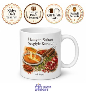 Hatay Yöresel Tatlar Baskılı Kupa Bardak Özel Tasarım Hediye