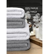 4 lü Banyo Havlusu Takımı Soft Büyük Havlulu Pamuklu Havlu Seti 90X150 Cm Beyaz (Gri)