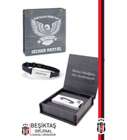 Beşiktaş Orijinal Lisanslı Fashion Ayarlanabilir Bileklik Kişiye Özel Kutulu (Siyah)