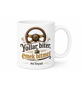 Minibüs Şoförüne Hediye Baskılı Kupa Bardak Direksiyon Emektar Şoför Kahve Molası