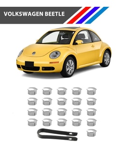 Otozet - VW Beetle Bijon Civata Kapağı Krom Renk 21 Parçalı Set 17mm