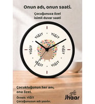 İsme Özel Renkli Kirpi Figürlü Çocuk Odası Duvar Saati Orta Boy 30 cm Siyah Camlı Sessiz