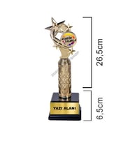Kişiselleştirilebilir Yıldız Temalı Ödül Kupası 1 Adet 33 cm ( Not Yazılabilir)