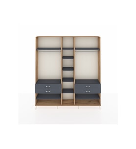 Arges Gardrop 11 Raflı 4 Çekmeceli 2 Askılı 220x30x243 Çam-Antrasit