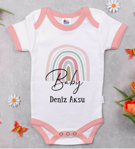 BK Kids Kişiye Özel Pembe Bebek Body Zıbın - Model 88