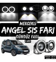Fiat Fiorino 2008-2023 Uyumlu Üniversal Mercekli Angel Sis Farı Metal 76 mm Beyaz Halkalı Gündüz Far