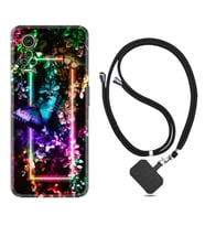 General Mobile GM 21 Pro GM 22 Pro Plus Kılıf Boyun Askılı Silikon Butterfly Neon 1684