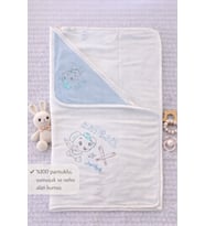 %100 Pamuklu & Fil Nakışlı Erkek Bebek Battaniyesi - Mevsimlik Puset & Bebe