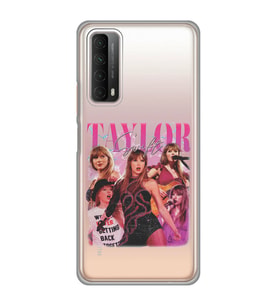 Huawei P Smart 2021 Uyumlu Taylor Swift Desenli Şeffaf Telefon Kılıfı