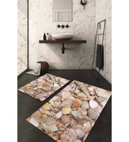 Dijital Baskılı Kaymaz Taban Yıkanabilir 2'li Klozet Takımı Banyo Paspası NDKZ-HT-854 (Krem)