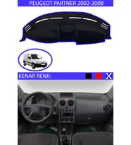 Peugeot Partner 2002-2008 İçin Uygun Torpido Koruma Halısı Siyah Kenar Renk Mavi
