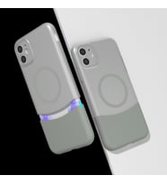 Apple iPhone 11 Uyumlu Kılıf M-Safe Şarj Özellikli Mıknatıslı Zore Duble Kapak (Gri)