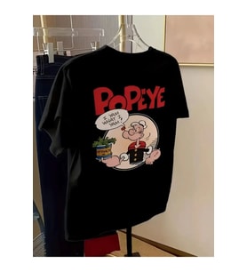 Baskılı Oversize Bisiklet Yaka T-shirt - Siyah