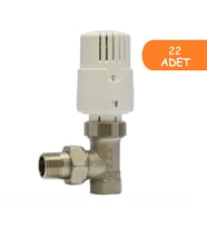 22 Adet ECA TRV4 Termostatik Köşe Radyatör Valfi Petek Vanası 602120755 (Beyaz)
