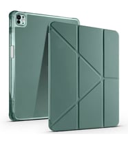 Apple iPad Air 13 2024 Uyumlu Kılıf Zore Tri Folding Kalem Bölmeli Standlı Kılıf (Koyu Yeşil)