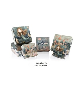 GIPTA OCEAN KARE HEDİYE KUTUSU BX2796 E NO:04 160x160x90 mm - TEKLİ (Çok Renkli)