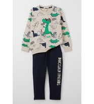 Breeze Erkek Bebek Eşofman Takımı Dinozor Baskılı 9 Ay-3 Yaş, Bej