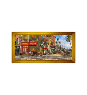 Manzara Temalı Kanvas Tablo 80 x 110 cm Gold Çerçeve