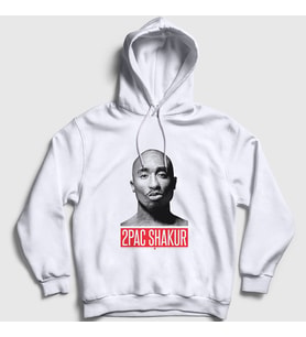 Presmono Unisex Beyaz Gun Tupac Shakur Kapüşonlu Sweatshirt 45853tt