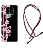 Tecno Camon 16 18P Pova Kılıf Boyun Asklı Rasta Silikon Pink Flowers 3 1393