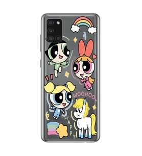 Samsung Galaxy A21S Uyumlu Powerpuff Girls Desenli Şeffaf Telefon Kılıfı