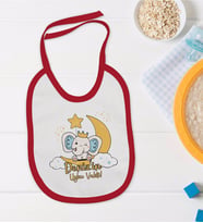 BK Kids Kişiye Özel Uyku Vakti Tasarımlı Kırmızı Bebek Mama Önlüğü-1