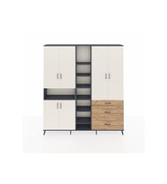 Arges Dolap 13 Raflı 3 Çekmeceli 6 Kapaklı 220x30x243 Antrasit-Aytaşı/Çam