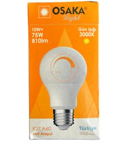 Osaka 10W (75W) 3000K (Günışığı) E27 Duylu Dim Edilebilir Led Ampul