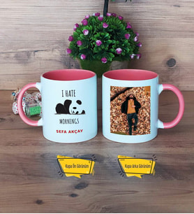Sevimli Panda Kupa Bardak Pembe Fotoğraflı