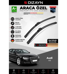 S-Dizayn Audi A8 Ön Cam Silecek Seti 2010-2017 Premium Araca Özel 60-55 Cm A+ Kalite