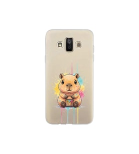 Samsung Galaxy J7 Duo ile Uyumlu Splash Kapibara Tasarımlı Şeffaf Silikon Kılıf