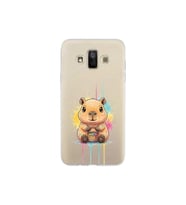 Samsung Galaxy J7 Duo ile Uyumlu Splash Kapibara Tasarımlı Şeffaf Silikon Kılıf