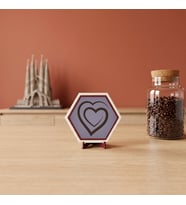 Minimalist İç İçe Kalp Temalı Masaüstü Süsü Çalışma Alanlarınızda Şık ve Estetik Bir Görünüm Yaratan Obje 10x10 cm, Mor