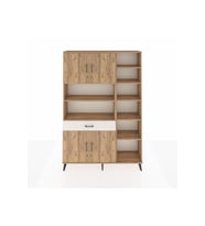 Arges Dolap 10 Raflı Tek Çekmeceli 4 Kapaklı 132x30x195 Çam-Çam/Aytaşı