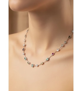 Çelik Silver Renkli Taşlı Serenay Kolye - 25-clkk154