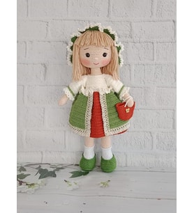 Yeşil Yaban Gülü Bebek Amigurumi Organik Oyuncak