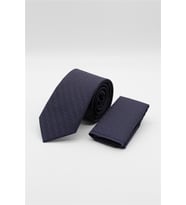 Lacivert-Kırmızı Desenli 7 Cm Kravat 1090260113