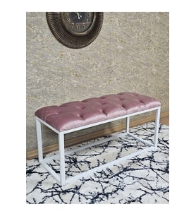 Beyaz Boyalı Diktörtgen 100 cm x 40 cm Oturak Puf - Bench - Makyaj Oturağı - Oturak Pembe Renk 100 x 40 Boyut/Ebat (Çok Renkli)
