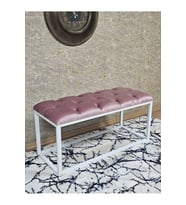 Beyaz Boyalı Diktörtgen 100 cm x 40 cm Oturak Puf - Bench - Makyaj Oturağı - Oturak Pembe Renk 100 x 40 Boyut/Ebat (Çok Renkli)
