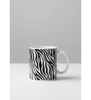 Zebra Desen Kalp Kupa - Siyah Beyaz Zebra Kalpli Trendy Hediyelik Mug