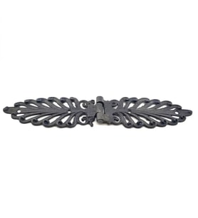 Antika Tarz Dekoratif Pirinç Yaprak Desenli Menteşe - 55x265 Mm, Oksit